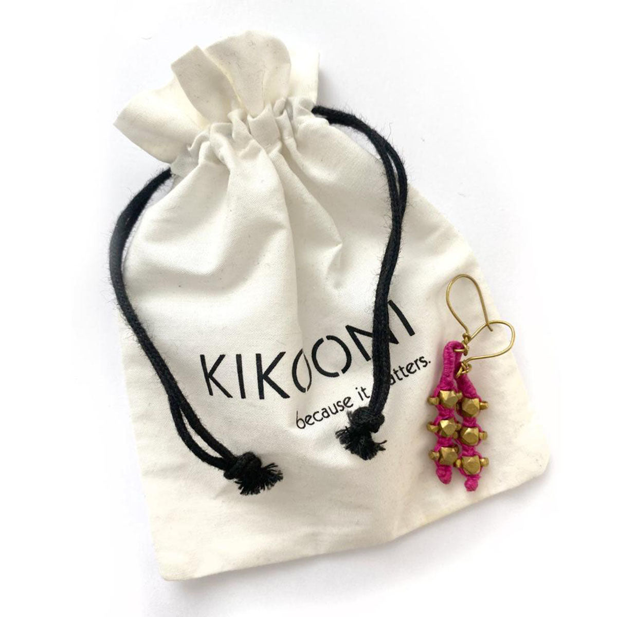 Dokra earrings "pink stones" 