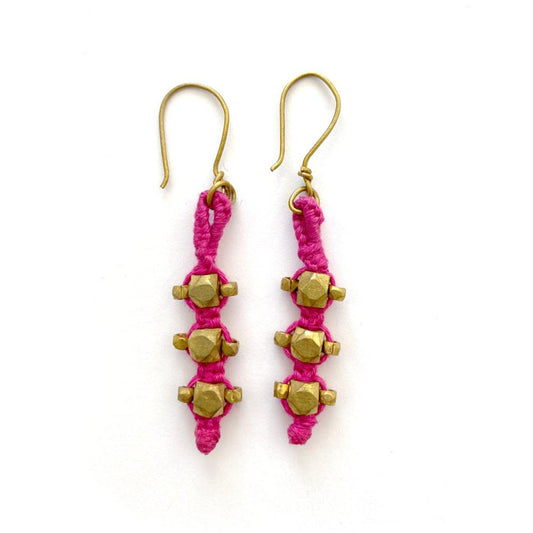 Dokra earrings "pink stones" 