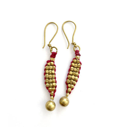 Dokra earrings "short strands" •red