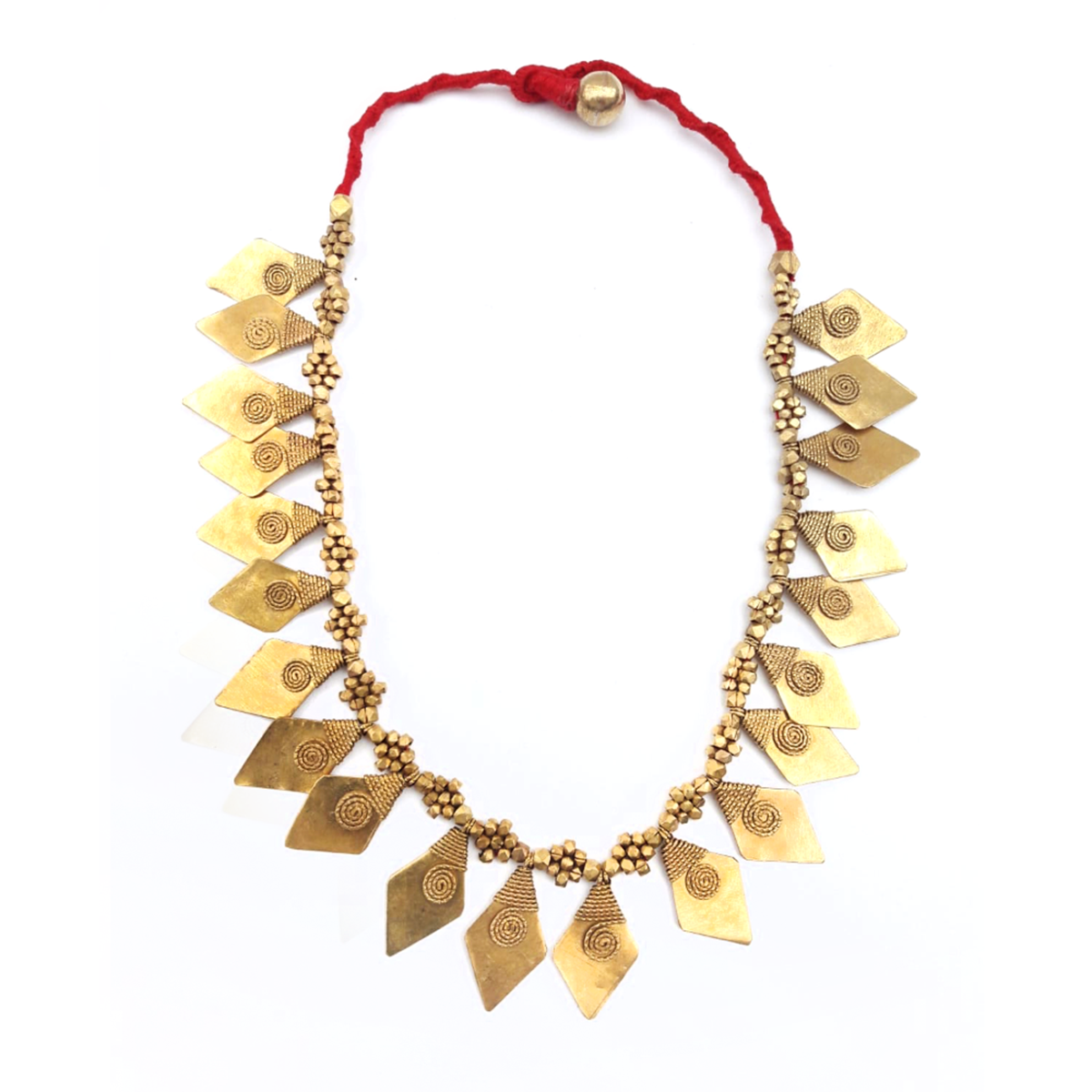 Dokra necklace "Diamonds - red"