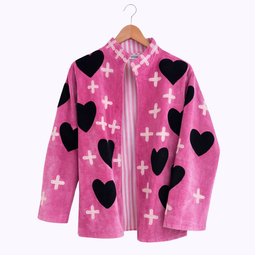 Velvet Jacke "My Love" pink - Kikooni