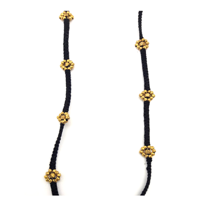 Long Dokra necklace "black flower"