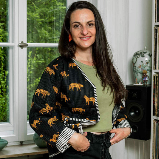 handgefertigte Baumwolljacke "black Leopard"