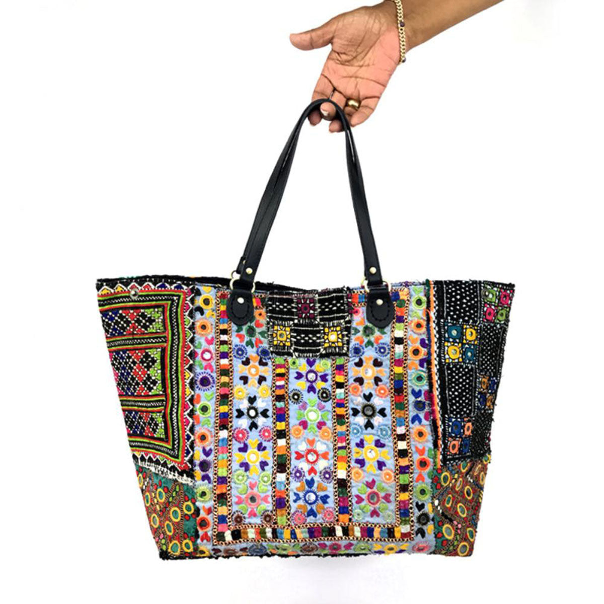 Large Banjara bag "Blue Flowers"