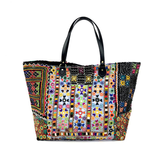 Large Banjara bag "Blue Flowers"