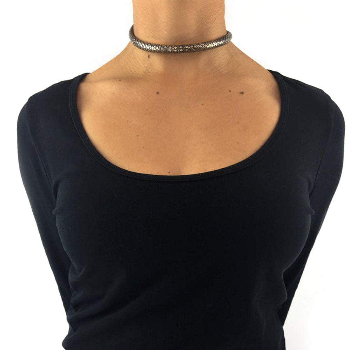 Dokra necklace choker "Snake" silver