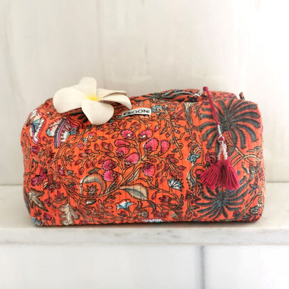 handmade cosmetic bag "orange palm"