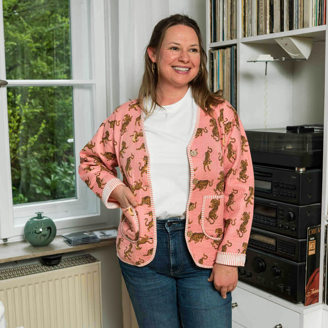 handgefertigte Baumwolljacke "Electric Tigress"