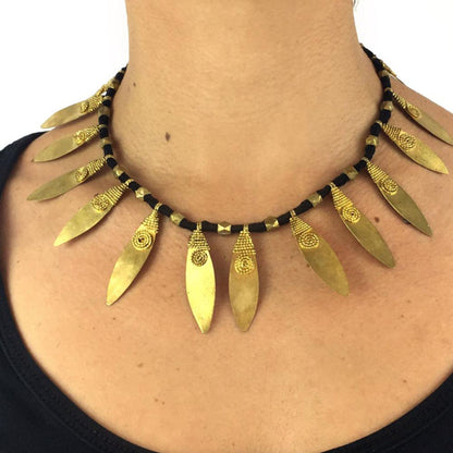 Dokra Necklace "Big Leaves"