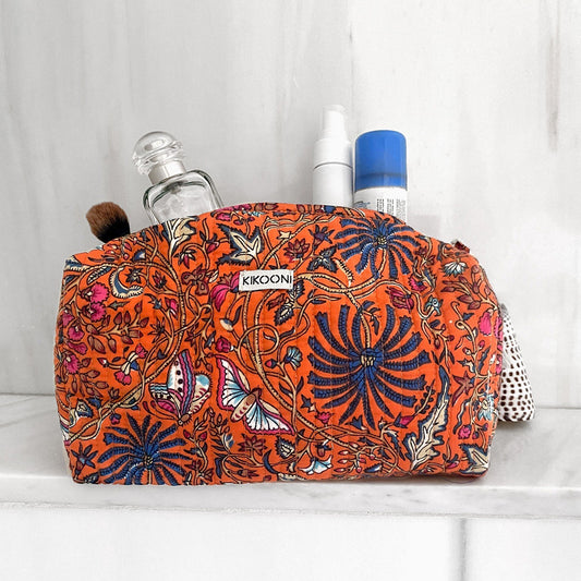 handmade cosmetic bag "orange palm"