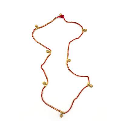 Dokra Necklace " Long Red " 